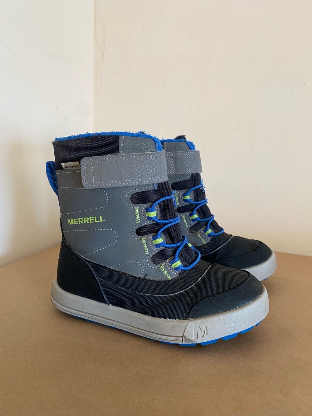 Merrell Snow Storm Waterproof Boots Kids' Gray & Blue Winter Size 11